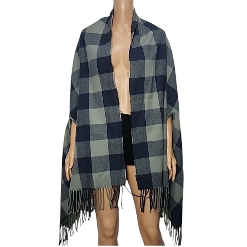 J.Crew‎ Scarf Shawl Soft Wrap Fringed Blue Gray